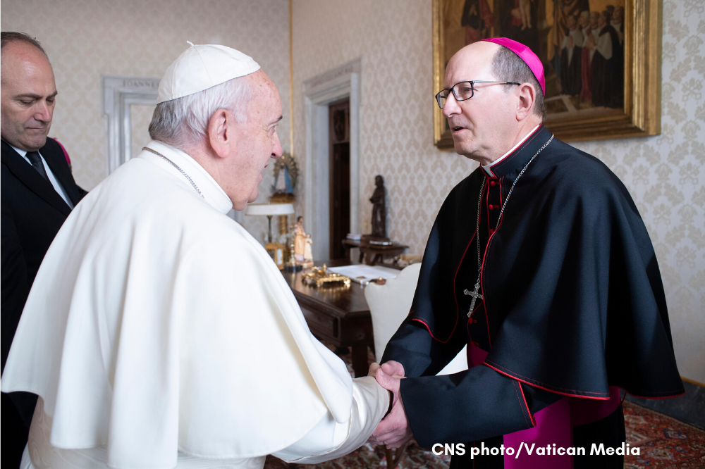 Bishop Walkowiak meets Pope Francis during ad limina 2019 visit, CNS photo/Vatican Media