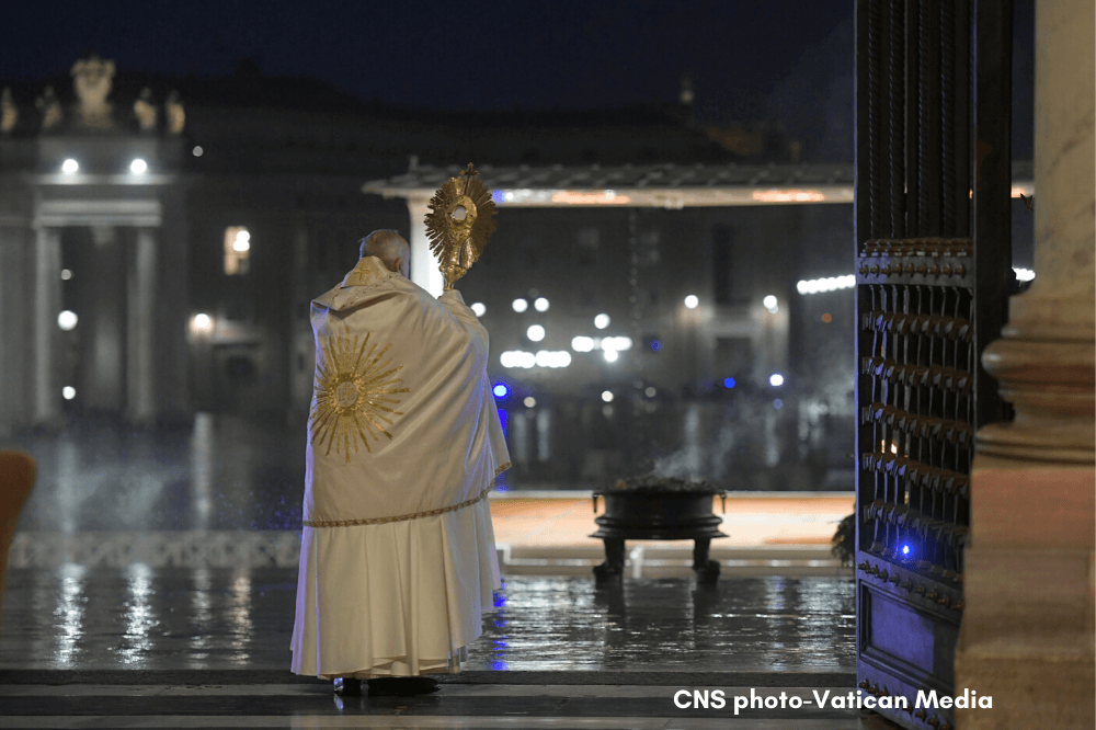 Pope Francis' special Urbi et Orbi blessing, COVID-19, March 27, 2020. CNS photo, Vatican Media