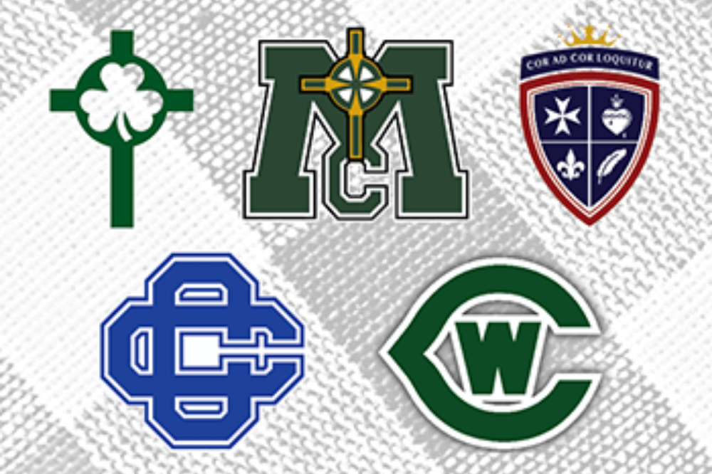 Class of 2020 - Logos of the five high schools in the diocese