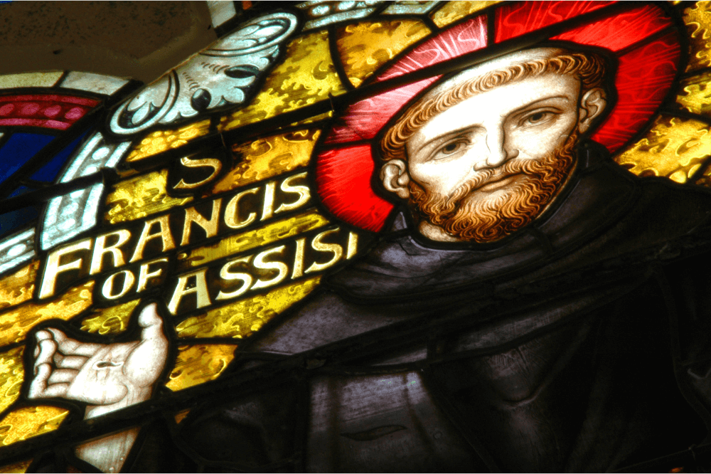 St. Francis of Assisi in stained glass, Pope Francis encyclical Fratelli tutti