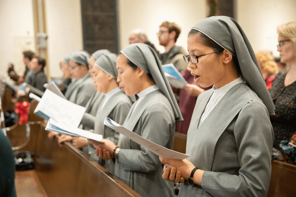 Sisters of St. Paul de Chartres during Mass at Cathedral by Jaymie Perry