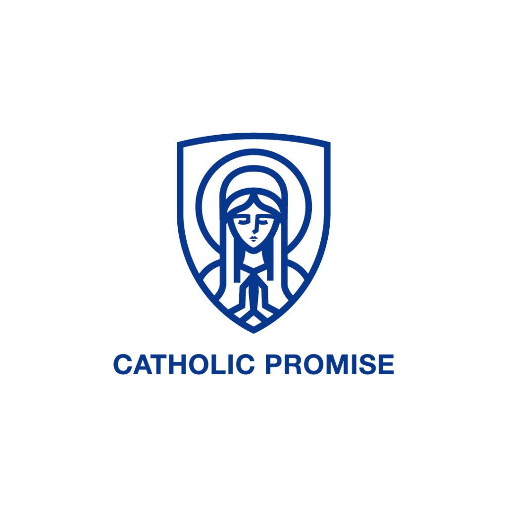 Mary with the words Catholic Promise underneath.